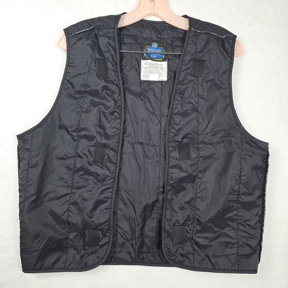 Neptune Garment Co Mens Black Quilted Polyester Wool Vest Liner Size 40
